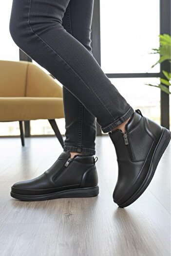 Oksit Foal Double Zipper Cold-Proof Men's Boots with Fur Inside
