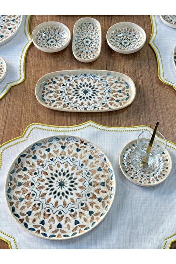 MD MİMOZA DEKOR Breakfast Set 41 Pieces for 6 Persons Moria / Porcelain / Tableware Presentation Set