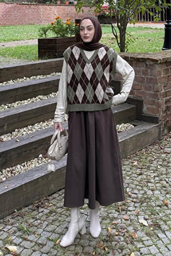 lamelif Baklava Patterned Sweater Khaki