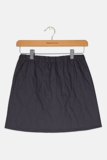 Reserved Kids Girl Embroidered Skirts, Dark Grey