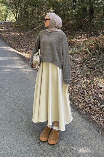 lamelif Striped Fisherman Sweater Khaki