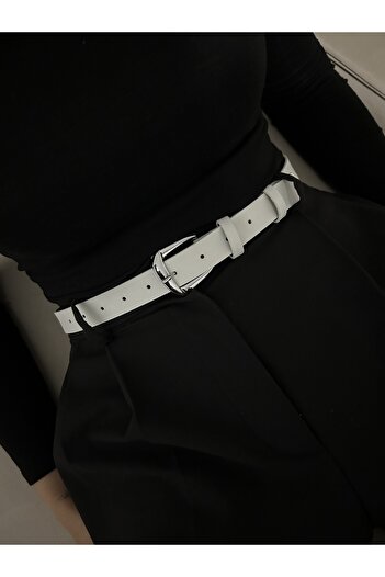 LİA KEMER Classic Silver Buckle Model Women's Belt Waist Belt Coat Belt Dress Belt Trouser Belt