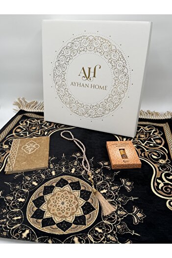 AYHANHOME 4 Piece Special Boxed Woven Twisted Fringed Prayer Rug Set