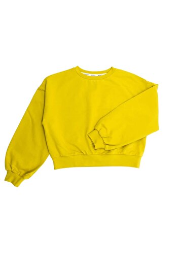 Ozmoz By Mukadder Özden Organic Crop Cut Yellow Winter Girls' Sweatshirt