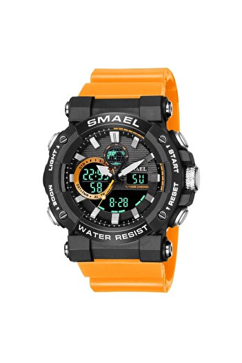 SMAEL Men's Watch Sport Casual Dual Time Alarm Stopwatch Orange