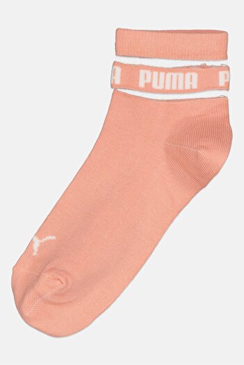 Puma جوارب دائرية بشعار العلامة التجارية للأطفال البنات، زوج واحد، لون خوخي