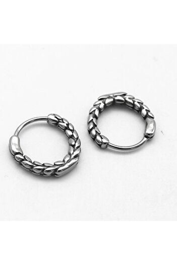 Viking Dragon Skin Design Hoop Unisex 316L Stainless & Tarnish-Free Steel Earrings Pair