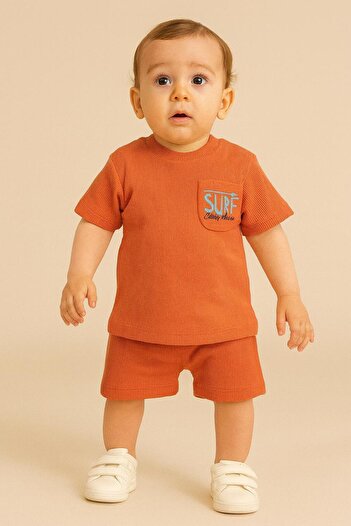 RAPAPA Baby Boy Dar Kalip Ribana Fabric Pocketed Surf Printed Shorts Set -25143T