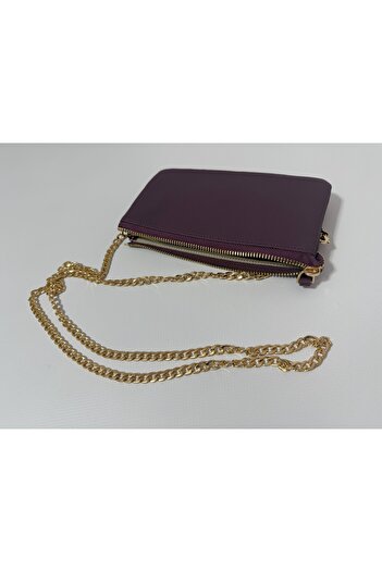 Nevgiss Aksesuar Real Leather Bag Wallet with Zippered Compartment and Chain Strap