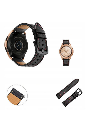 Other Leather Strap for Amazfit BIP/GTS/GTR 42mm (Black)