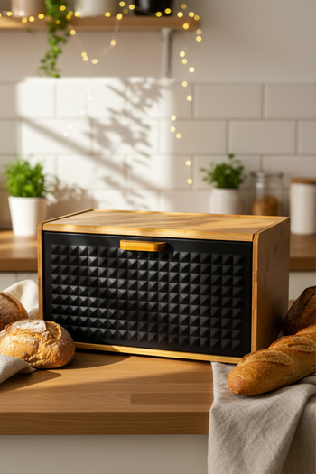 Amandus Lignum - Bamboo Bread Bin Bread Storage Container Bread Box Bread Basket