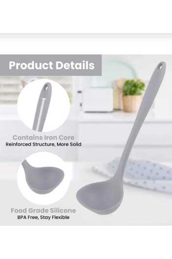 elfnur 5 Piece Heat Resistant Silicone Ladle Spatula Spoon Set (30-28-22-20 Cn