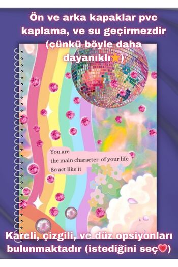 merccuri crafts Aesthetic School Notebook A4 Spiral 50 Sheets - Plain - Pvc Cover Waterproof