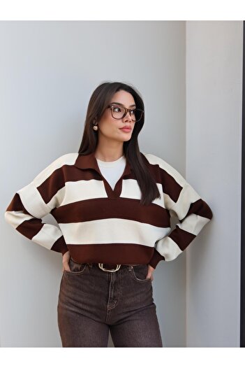 ESRAHELVACI Polo Neck Striped Sweater
