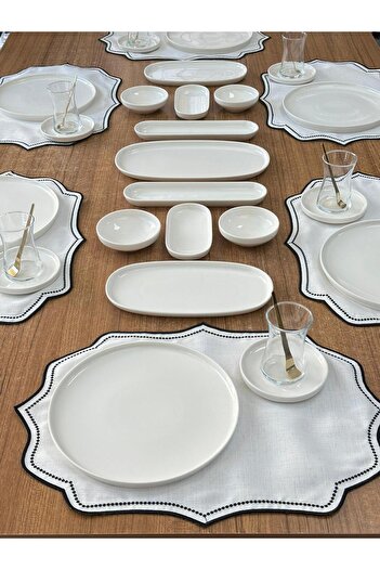 MD MİMOZA DEKOR Breakfast Set 41 Pieces Porcelain for 6 People