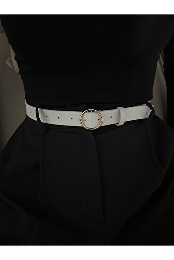LİA KEMER Keen Round Gold Buckle Model Women's Belt Waist Belt Coat Belt Dress Belt Trouser Belt