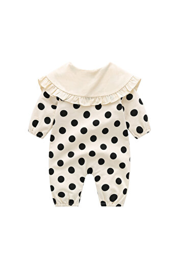 OEM Cream jumpsuit with polka dots and bonnet