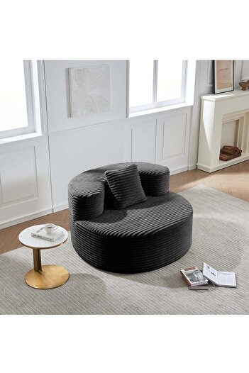 House One NZONE STORE Luxury Round Recliner Chair Modern Design Padded and Comfortable - Black