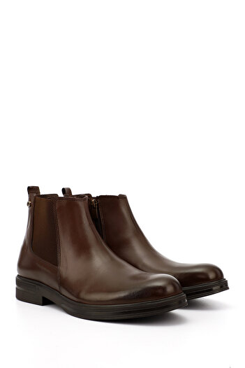GÖNDERİ(R) Men's Brown Genuine Leather Zippered Chelsea Boots