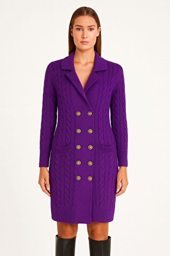 DEEP BEACH Knitwear Double-Breasted Cardigan Dress