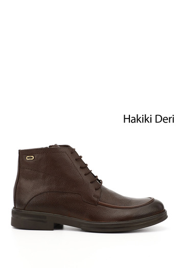 GÖNDERİ(R) Men's Brown Float Zippered Genuine Leather Classic Boots