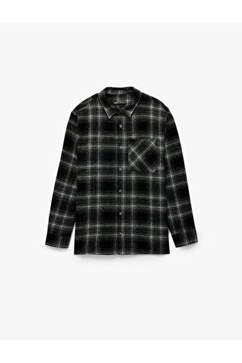 Koton Regular Fit Buttoned Long Sleeve Classic Collar Lumberjack Shirt with Pockets