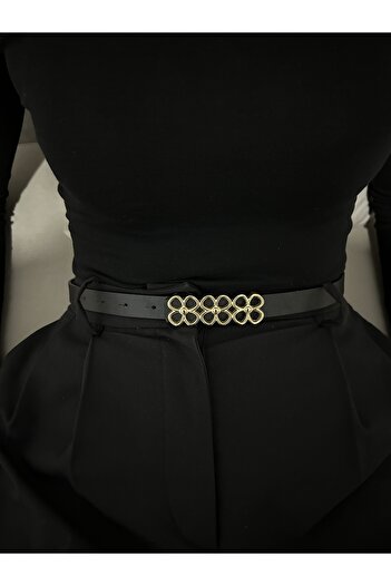 LİA KEMER Mythic Papatya Gold Buckle Model Women's Belt Waist Belt Coat Belt Dress Belt Trouser Belt