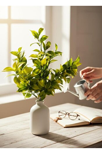 Nettenevime Artificial Flower Yellow Green Lemon Leaf Bunch Boxwood Bunch Garnish Aradal Decorative Artificial Plant
