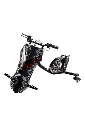Generic 3-Wheel Electric Drift Scooter with LED Light, Comfortable Seat and Backrest - Black
