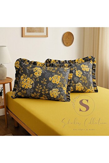 shules collection 100% Cotton Bed Sheet with Narcissus Flowers + 2Pcs Pillowcases
