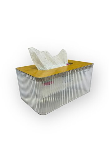 As Acrylic tissue box with wooden lid
