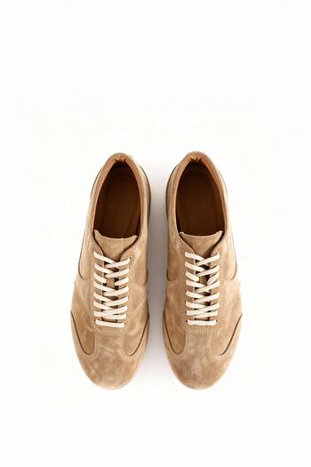 GIESTO Partial Leather Beige Shoes