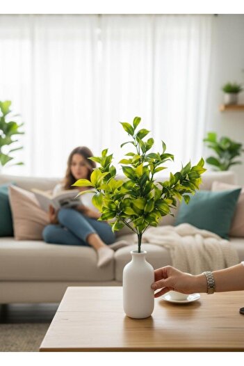 Nettenevime Artificial Flower Yellow Green Lemon Leaf Bunch Boxwood Bunch Garnish Aradal Decorative Artificial Plant
