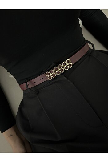 LİA KEMER Mythic Papatya Gold Buckle Model Women's Belt Waist Belt Coat Belt Dress Belt Trouser Belt