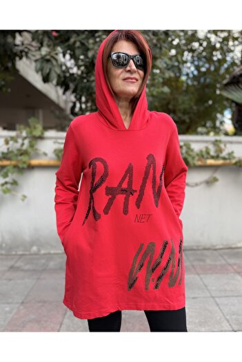DenizEge Red Sweatshirt with Hood