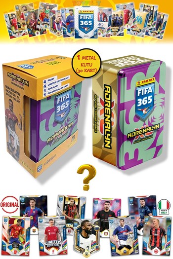 TOYFEST Panini Fifa 2026 Metal Boxed Football Player Cards (24 Core 4 Le 1 Coin 1 Golden Card) - Purple Green