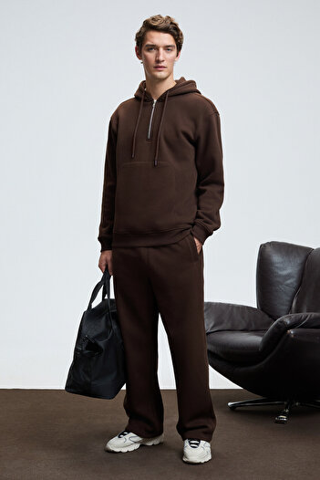 GRIMELANGE Benson Men's Drawstring Elastic Waist Relaxed Fit Brown Sweatpants