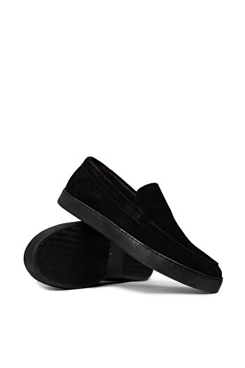 Deery Men's Genuine Suede Black Loafer Shoes