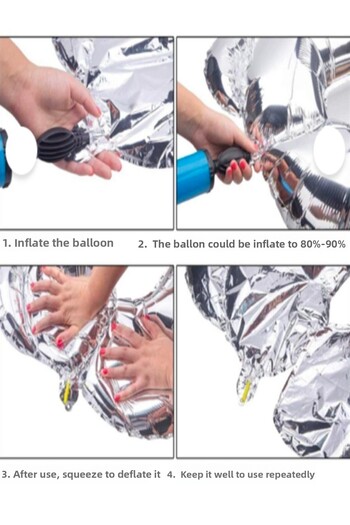 Çınar Aksesuar Foil Balloon Number Helium Balloon 36 cm Silver Color - Birthday Party Set Supplies - Age Balloon