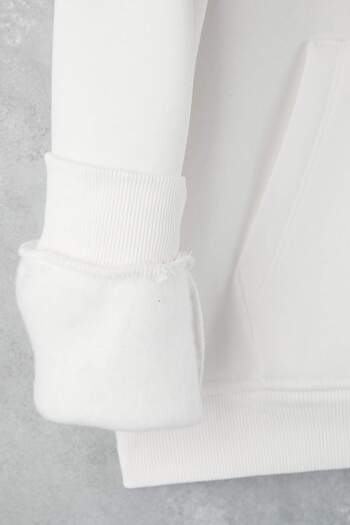 Trendyol Collection Ecru Regular/Normal Cut Hooded Fleece Inside Penguin Embroidered Sweatshirt Tmnaw24Sw00018