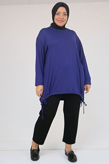 Eslina 58150 Plus Size Strawberry Tunic with Bird's Eye Detail - Indigo