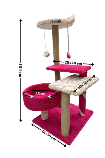 Komano Pontika Cat Scratching and Resting Tree |   Multi-Storey Cat Playground |   103cm |   Luxury Design Cat Bed