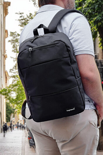logitech Orijinal Unisex Laptop Bölmeli Çok Gözlü Su Geçirmez Lise Ortaokul İlkokul Siyah Sırt Okul Çantası