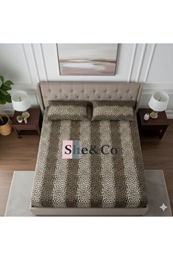 She&Co Double Personal Elastic Bed Sheet Set - 3 Pieces |   Leopard
