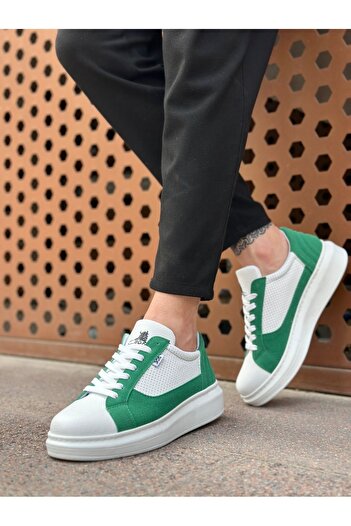 BOA Ba0423 Boa Thick High Sole White Green Lace-Up Sports Men's Shoes