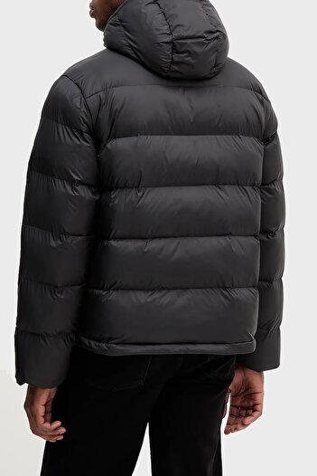 Calvin Klein Erkek Normal Kalıp Dik Yaka Monogram Aplikeli Şişme Mont - Siyah