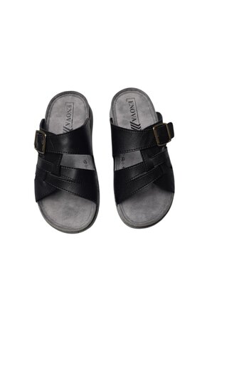 Benittokids Enova Men's Orthopedic Buckle Stitched Stylish Home and Outdoor Faux Leather Men's Slippers