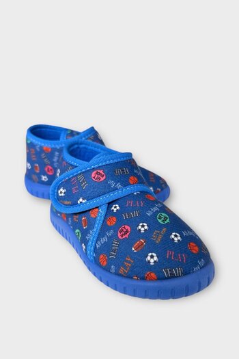 Liger Thematic Velcro Children's Slippers School Nursery Home Shoes Anti-Slip Sole NAVY BLUE - RED