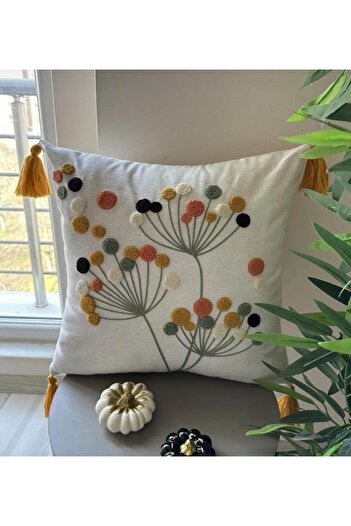 Reset Yankı Home Punch Embroidered 1 Piece Throw Pillow Cover