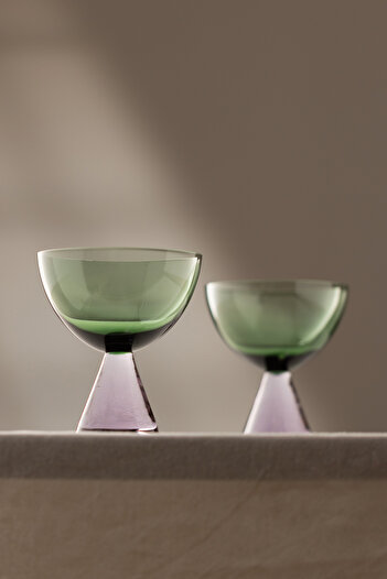 Rakle Elite Handmade Self-Colored Set of 2 Ice Cream Cups Green-Purple 350 Cc